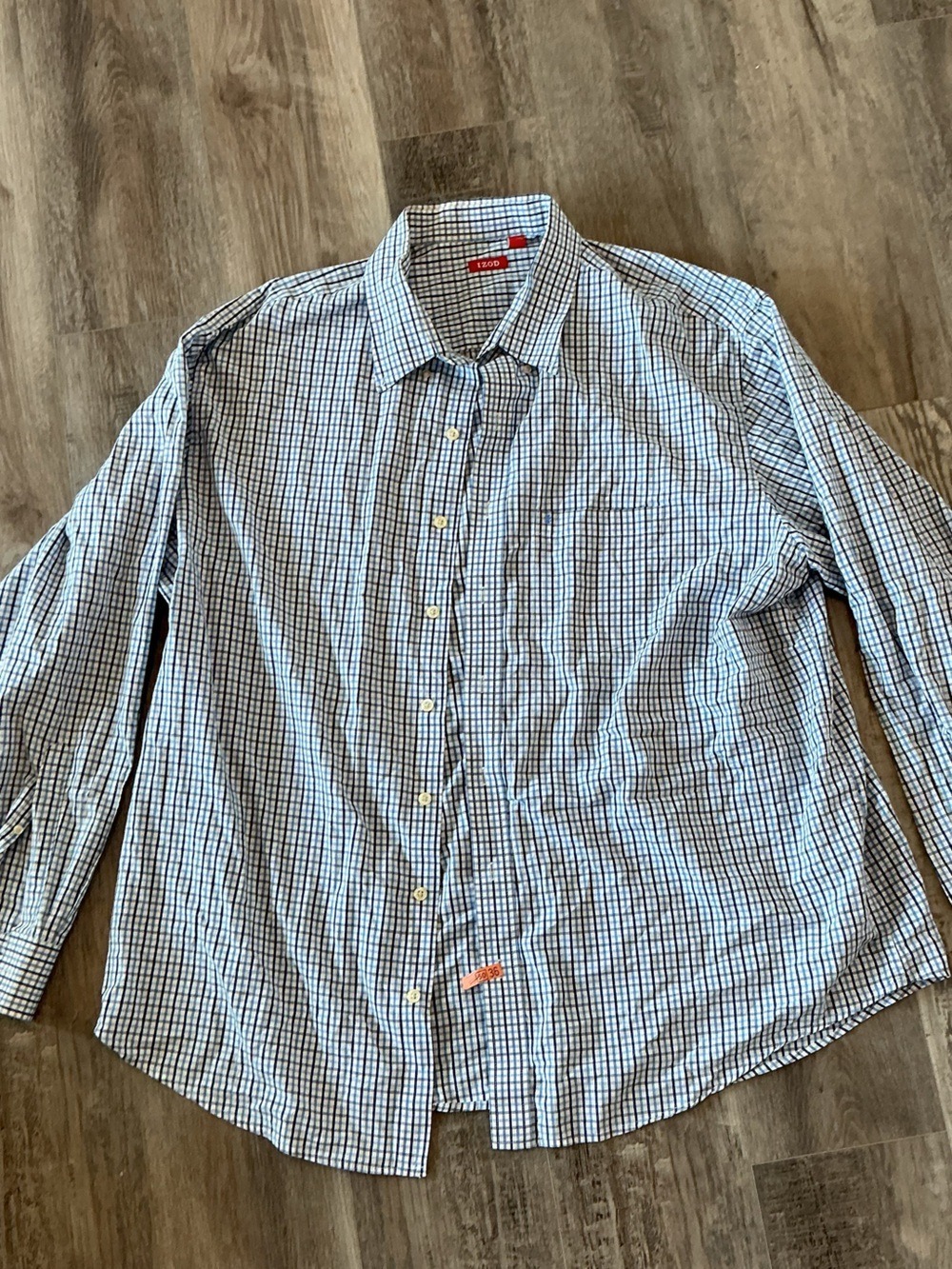 Izod White and Blue Windowpane Dress Shirt
